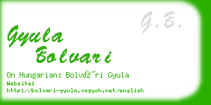 gyula bolvari business card